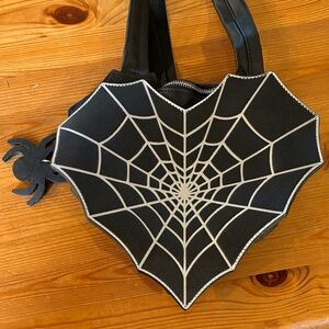 Edgy Black Spider Web heart shaped mini backpack
